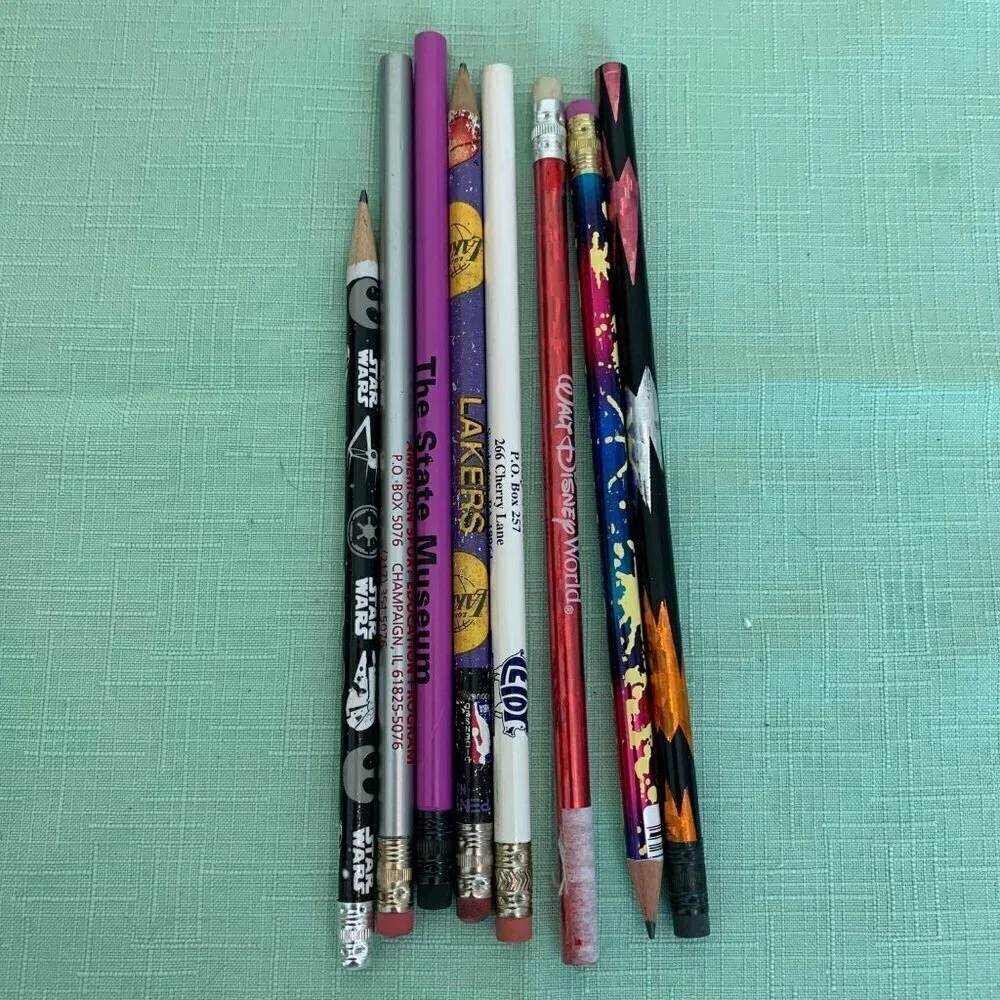 Lot 8 Pencils Star Wars Lakers Walt Disney World Pennsylvania Leidys Sports VTG